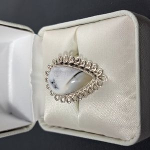 Sterling Silver Dendritic Opal Ring Size 5.5 (10)